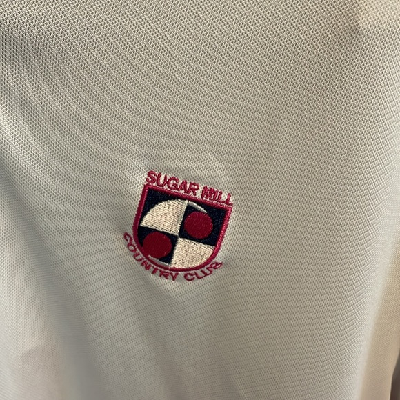 FootJoy Golf Polo Shirt med Men White Pink Blue Stripe Poly Colorblock polo - Picture 3 of 7